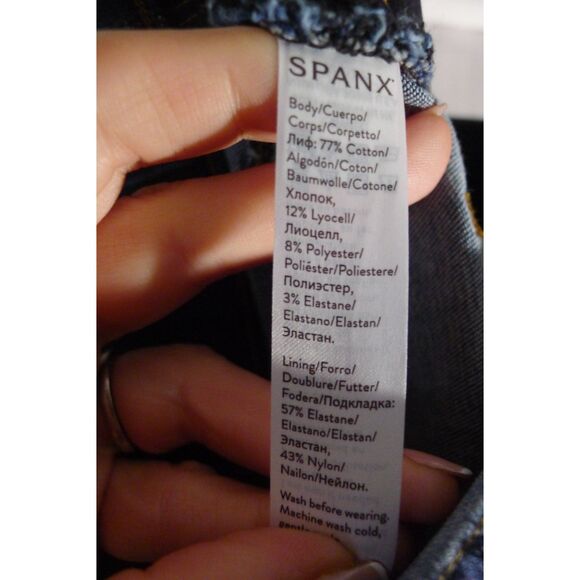 Spanx Distressed Ankle Skinny Jeans - Medium Wash L - Picture 9 of 10